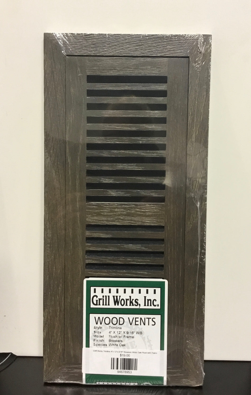 Grill Works Trimline 4"x 12"x 9/16" Breakers White Oak Flush with Frame