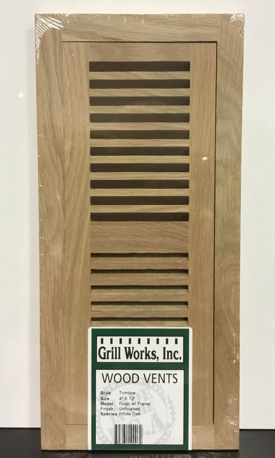 Grill Works Trimline Unfinished White Oak 4"x12" Flush with Frame