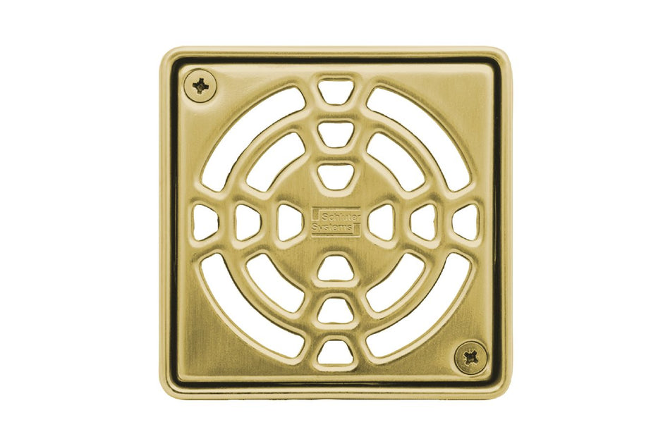 Schluter Kerdi Drain Stainless Steel Grate 4" Square Classic Gold